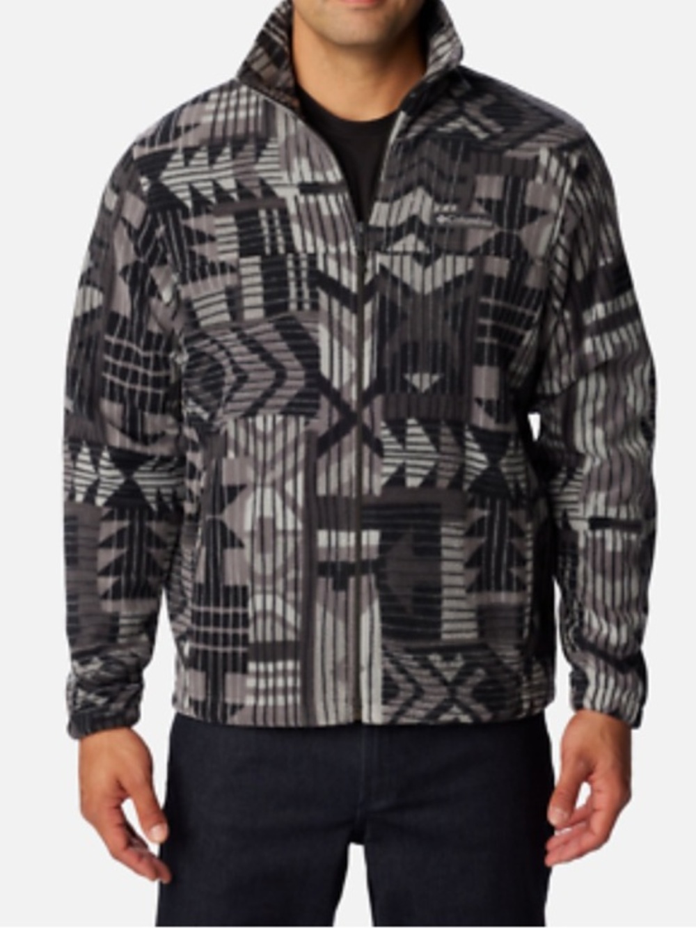 COLUMBIA Gray shark pathways printed steens mountain reversible fleece jacket YL